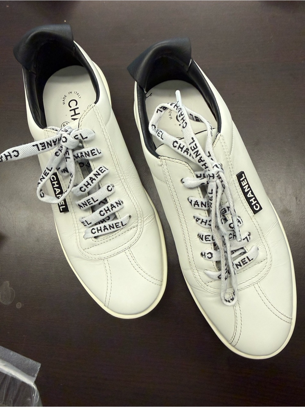 Chanel Sneakers with Logo shoelaces and CC logo on back chanel size 37